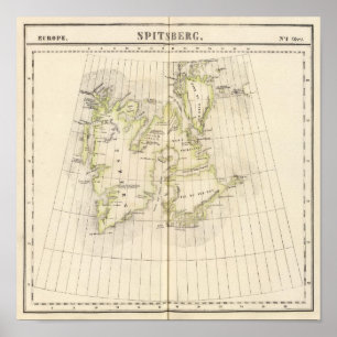 Poster Le Spitzberg, carte de la Norvège