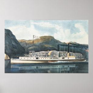Poster Le ` St. John de bateau à  vapeur du fleuve Huds