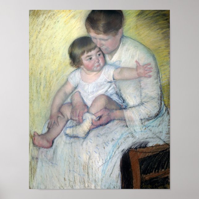 Poster Le Stocking, Mary Cassatt (Devant)