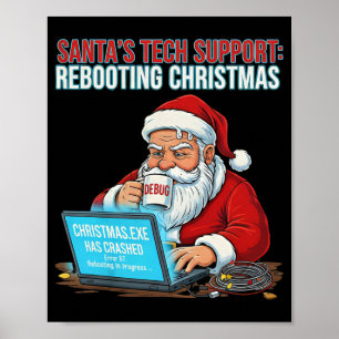 Poster Le support technique du Père Noël redémarre Noël d