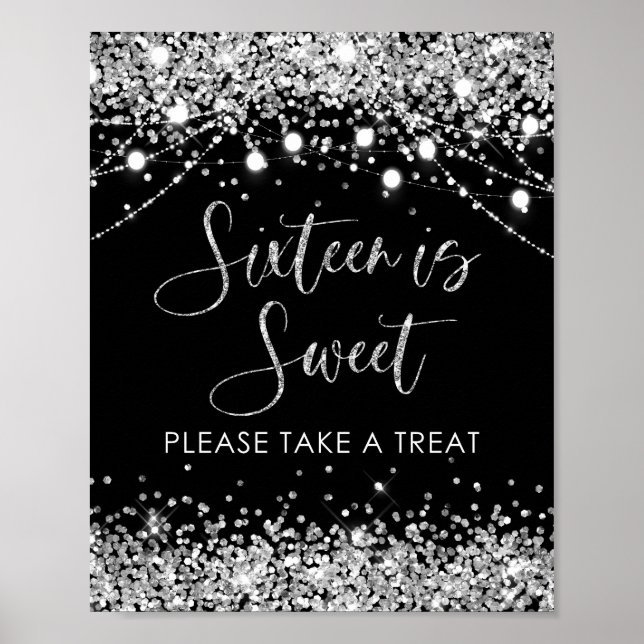 Poster Le Sweet sixteen d'argent noir est le symbole doux (Devant)