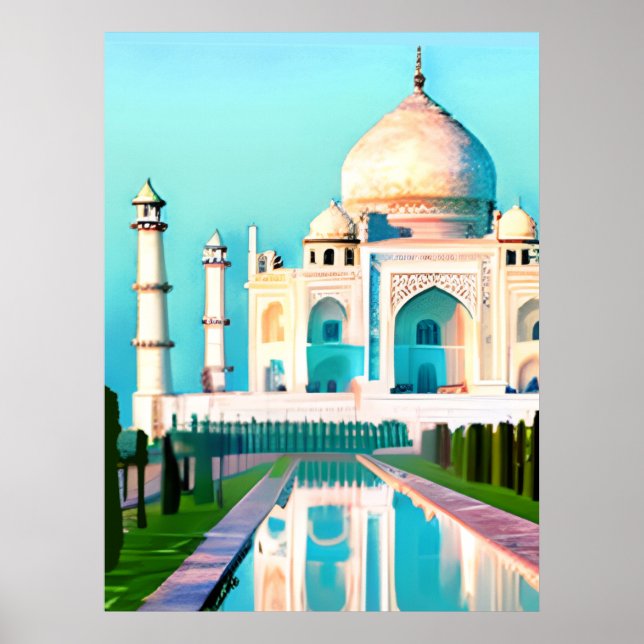 Poster Le Taj Mahal sous un ciel étoilé (Devant)