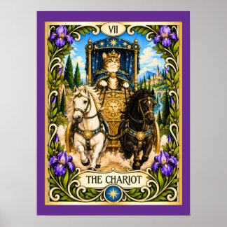 Poster Le Tarot du Chat au Chariot - Triomphe et Volonté