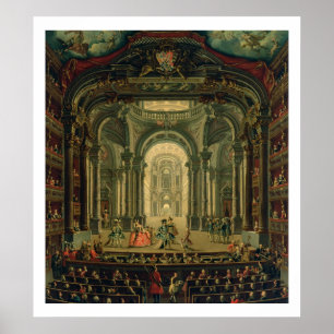 Poster Le Teatro Reale à Turin (huile sur la toile)