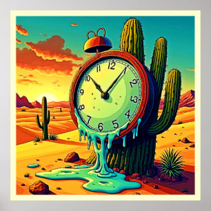 Poster Le Temps Du Désert S'Éteint Horloge