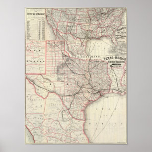 Poster Le Texas et le Mexique, Houston