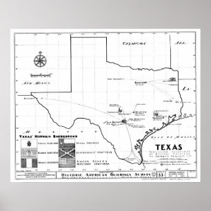 Poster Le Texas Map, 1933