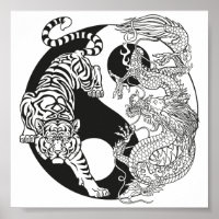 Le tigre blanc contre le dragon vert dans le Yin y