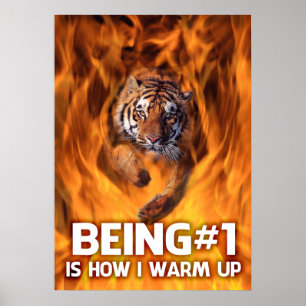 Poster Le tigre saute à travers les flammes