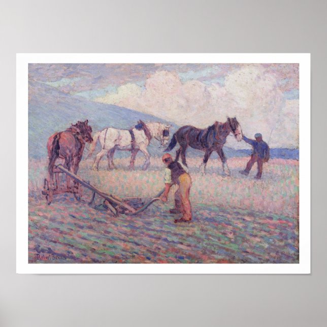 Poster Le Tournage du Riz, c.1909 (huile sur toile) (Devant)