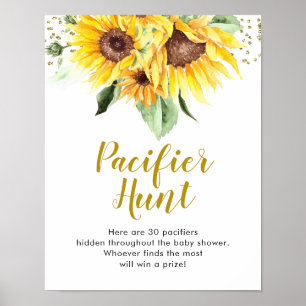Poster Le tournesol est en route Baby shower chasse au Pa