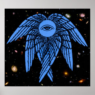 Poster Le tout l'oeil voyant de Providence dans le bleu