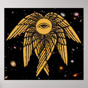 Poster Le tout l'oeil voyant de Providence en or