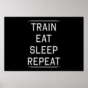 Poster Le train mangent la répétition de sommeil
