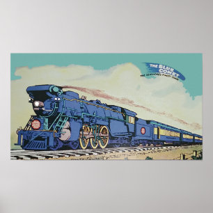 Poster Le train New Jersey Central Blue Comet