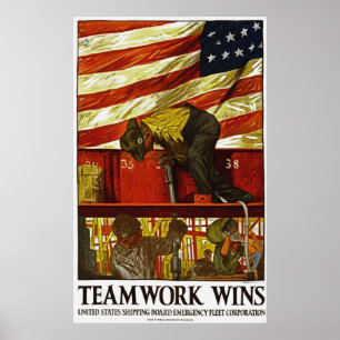 Poster Le travail d'équipe gagne l'affiche