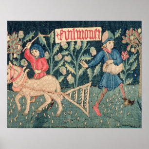 Poster Le travail des mois, Alsace (tapisserie) Vict