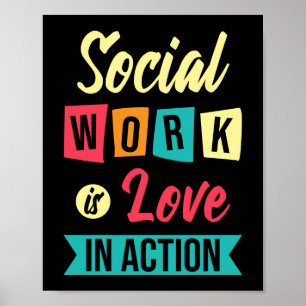 Poster Le travail social c'est l'amour école cadeau santé