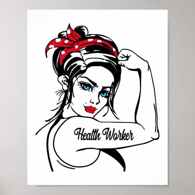 Poster Le Travailleur De La Santé Rosie Le Riveter Pin Up (Devant)