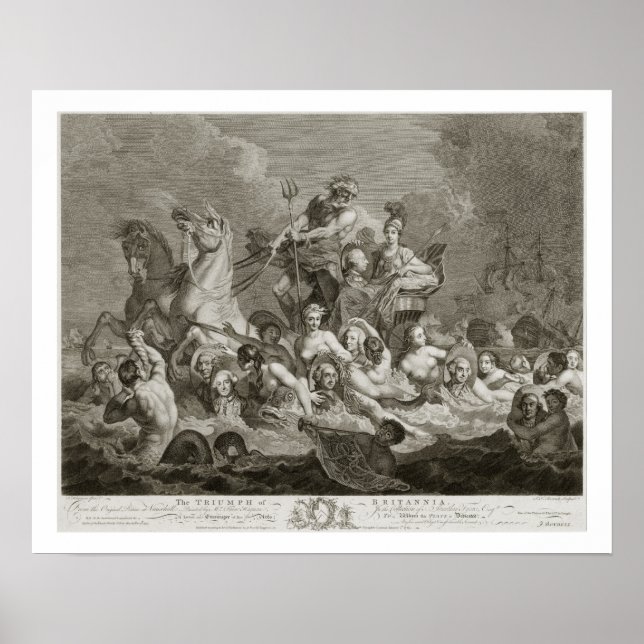 Poster Le Triomphe de Britannia, c.1765 (gravure) (Devant)