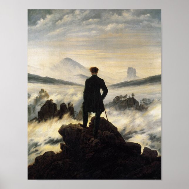 Poster Le vagabond au-dessus de la mer de brouillard (Devant)