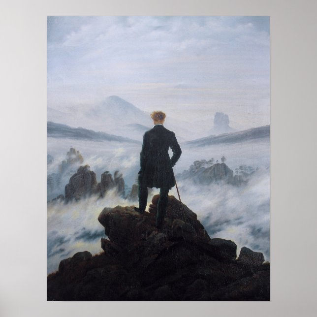 Poster Le vagabond au-dessus de la mer de brouillard (Devant)