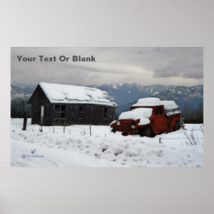 Poster Le vieux camion rouge