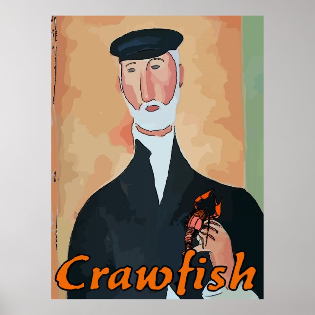Poster Le vieux français avec l'écrevisse (Devant)