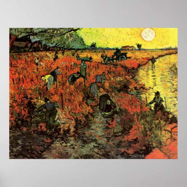Poster Le vignoble rouge de Vincent van Gogh. (Devant)