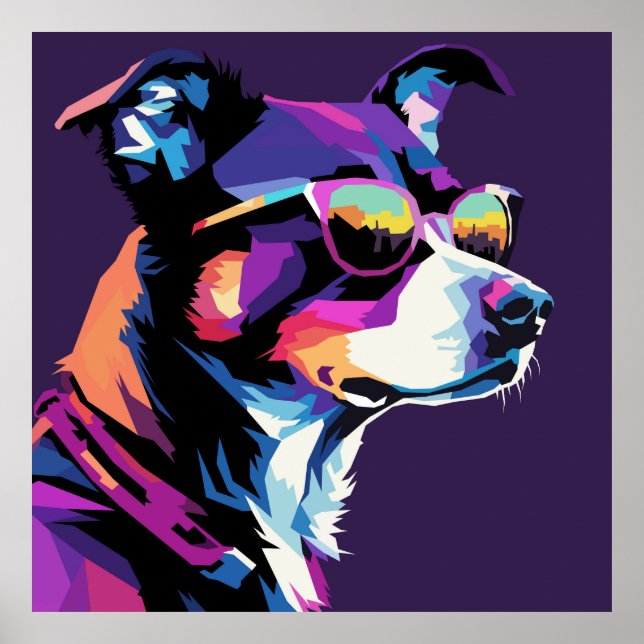 Poster Le visage de chien pop art (Devant)