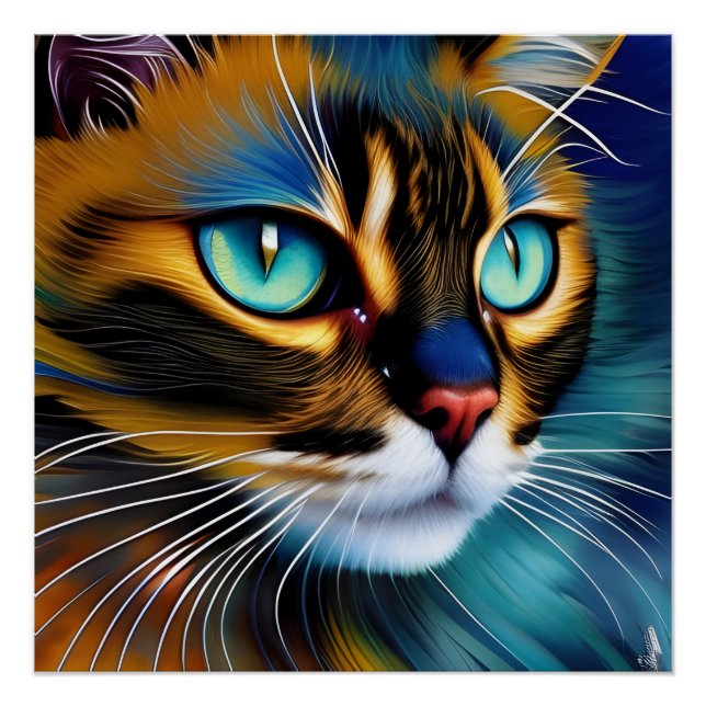 Poster Le visage d'un mignon Lynx pointe Siamese (Devant)