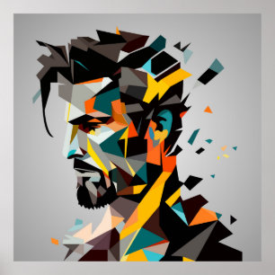 Poster Le visage humain dans le style abstrait