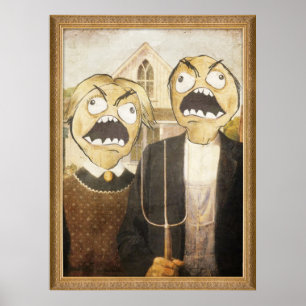 Poster Le visage Meme de rage font face à la peinture