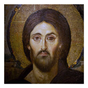 POSTER LE VISAGE SAINT DE L'ICÔNE SACRÉE DE JÉSUS