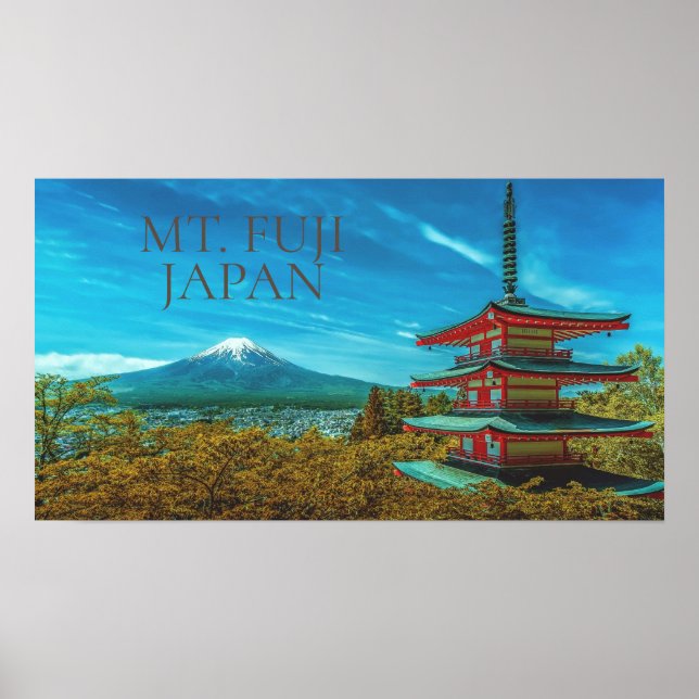 Poster Le volcan Fuji Pagode japonaise (Devant)