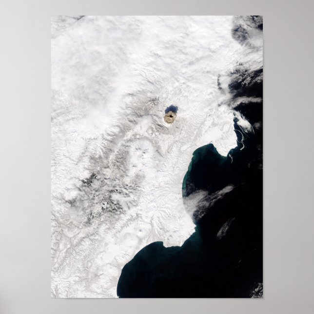 Poster Le volcan Shiveluch dans le kraï de Kamchatka, Rus (Devant)