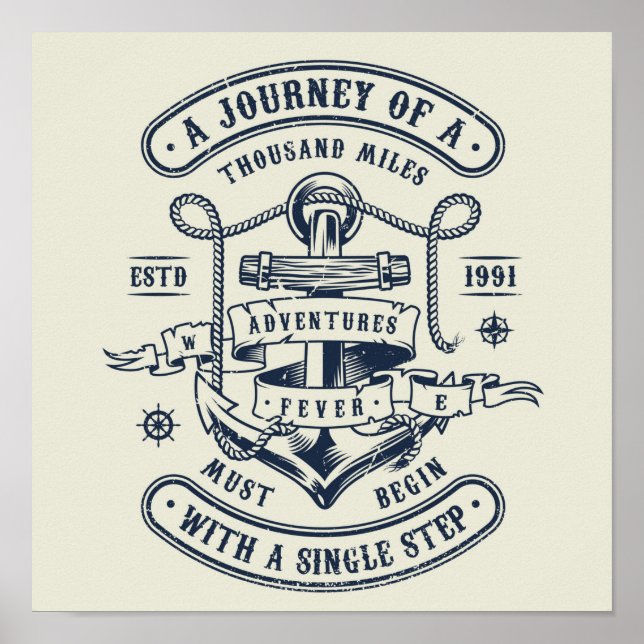 Poster Le voyage commence par une étape (Devant)