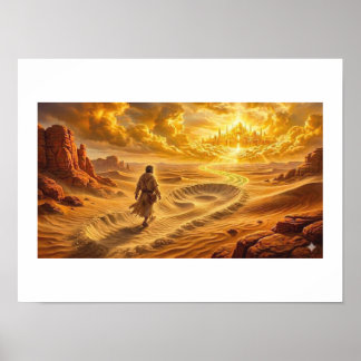 Poster Le voyage de la route désertique de la Terre promi