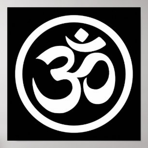 Poster Le yoga blanc et noir OM entourent
