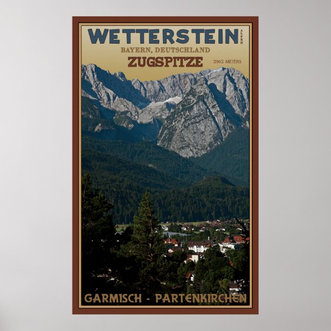 Poster Le Zugspitze au-dessus de Garmisch-Partenkirchen (Devant)