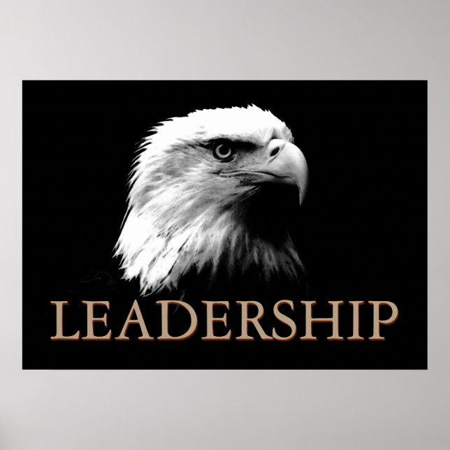 Poster Leadership inspiré de l'aigle noir et blanc (Devant)