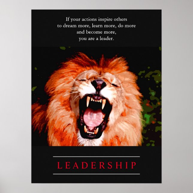 Poster Leadership motivationnel du lion (Devant)