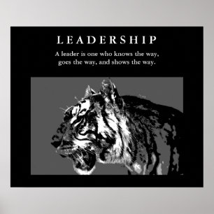 Poster Leadership noir blanc tigre Inspiration