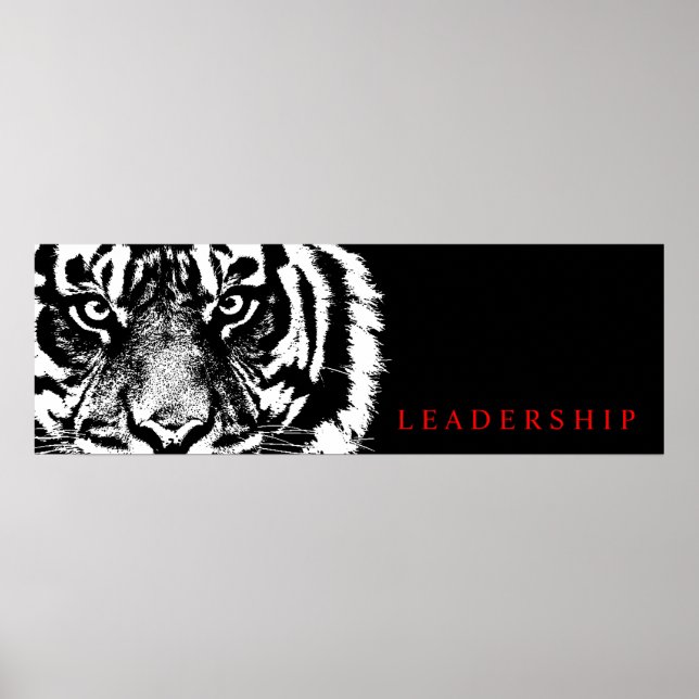 Poster Leadership noir et blanc Sumatran Borneo Tiger (Devant)