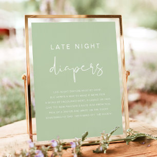 Poster LEAH Vert pastel vibrant Couches pour nuit Diapers