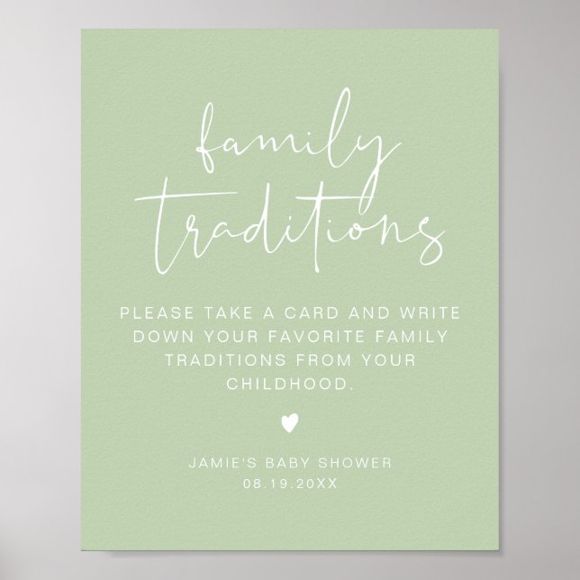 Poster LEAH Vibrant Pastel Baby shower des traditions fam (Devant)