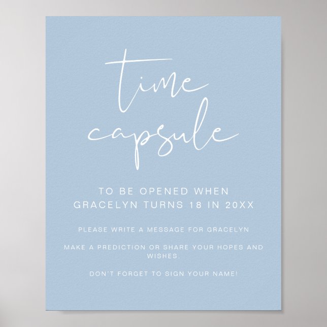 Poster LEAH Vibrant Pastel Blue Baby shower temps Capsule (Devant)