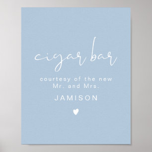Poster LEAH Vibrant Pastel Dusty Blue Mariage Cigar Bar