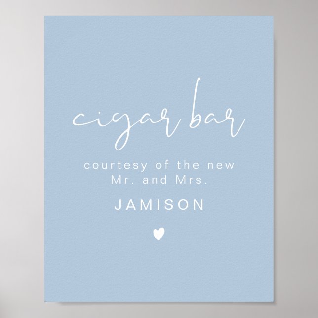 Poster LEAH Vibrant Pastel Dusty Blue Mariage Cigar Bar (Devant)