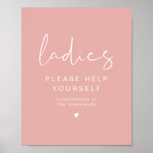 Poster LEAH Vibrant Pastel Pink Ladies Bathroom Toiletry